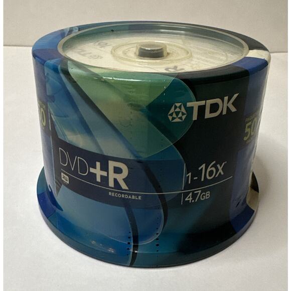 New SEALED TDK DVD+R 16x 4.7 GB 50 Pack Spindle GO RECORDABLE 1-16x DVDR DVD - Picture 1 of 3
